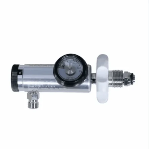 Oxykit Bullnose Oxygen Regulator Al-Can Brass 0-15 LPM with Adapter Rental - Image 3